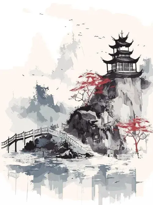 고요한 산 정상 사원