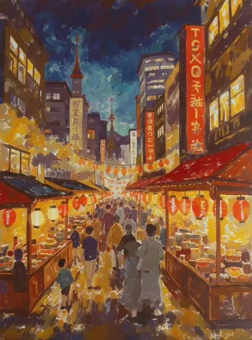 Tokyo Lanterns: A Vibrant Urban Nightscape