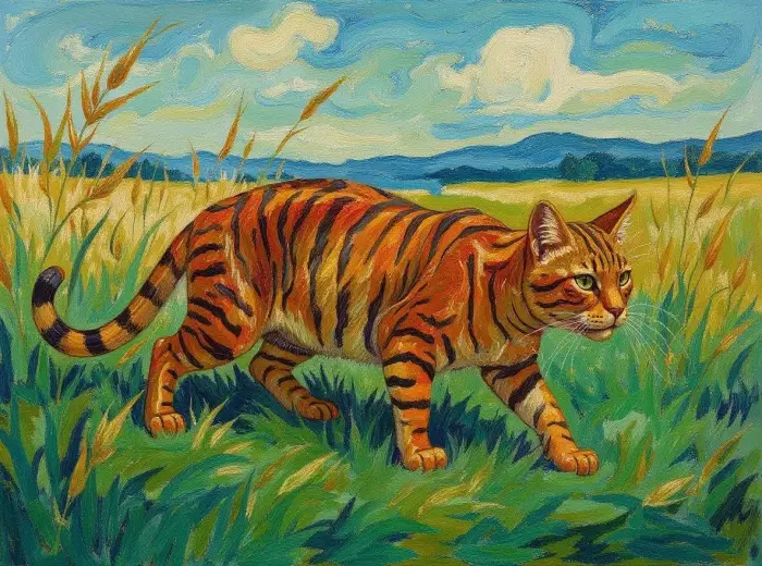 Кошка Тойгер, крадущаяся в стиле Ван Гога