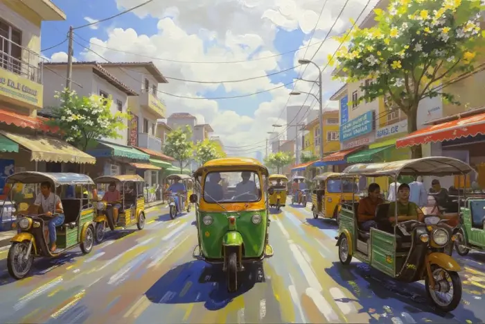 توك توك الملون في شوارع بانكوك النابضة بالحياة