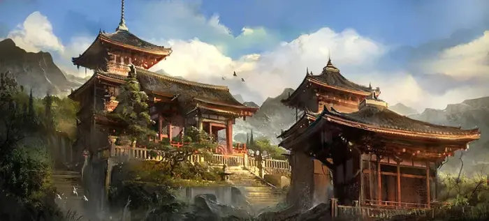 고요한 산 사원 retreat