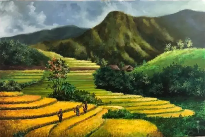 베트남 쌀 테라스 산 전망