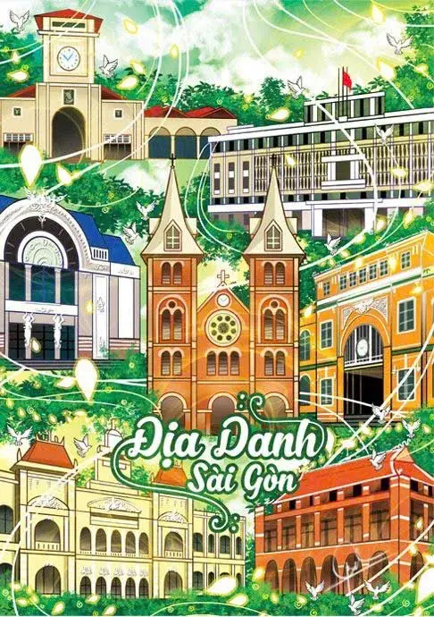 サイゴン、ベトナムの象徴的な建物のイラスト