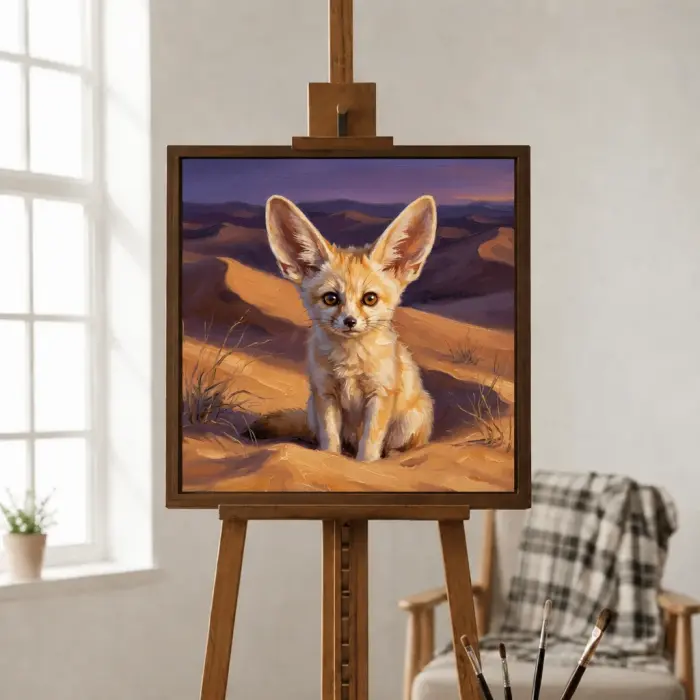 아기 방에 걸린 액자 페넥여우 그림