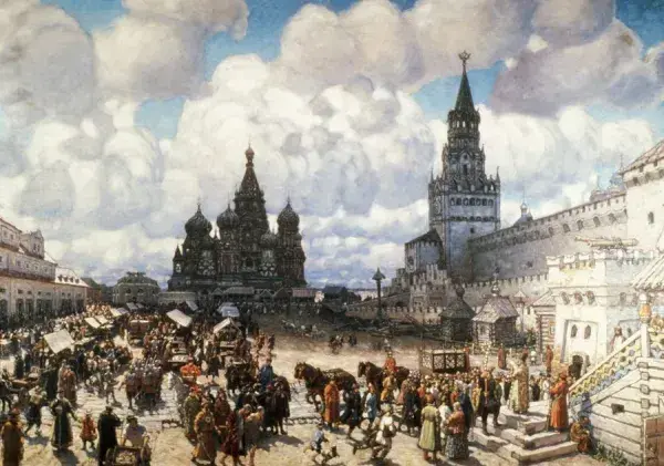 歴史的なロシアの活気ある都市生活