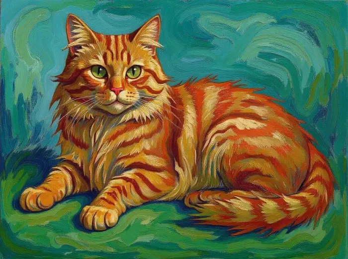 Королевский персидский кот в стиле Ван Гога