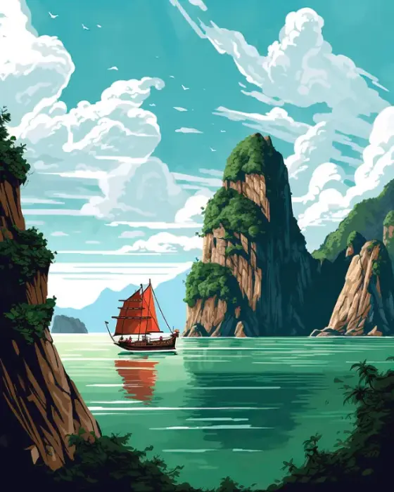 穏やかなセーリングアドベンチャー風景