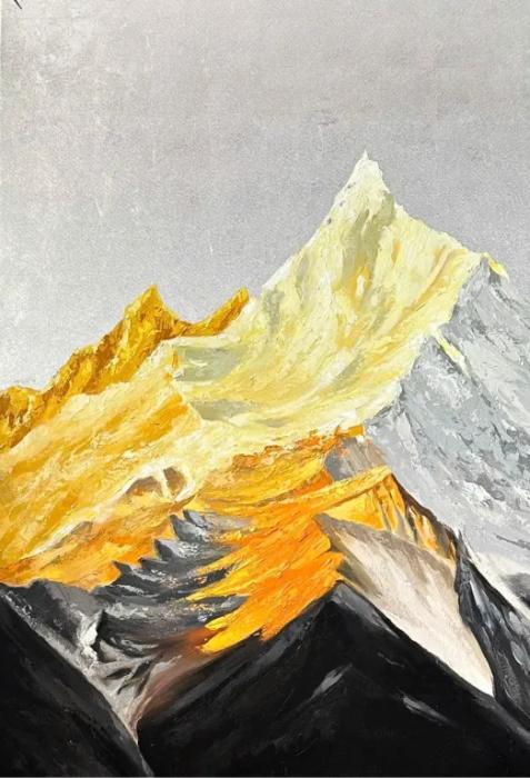 【真作】絵画　奈良晋裕　油彩20号　連なる奇峰の山水　箱・黄袋入　A121 visualmood-2025-08-