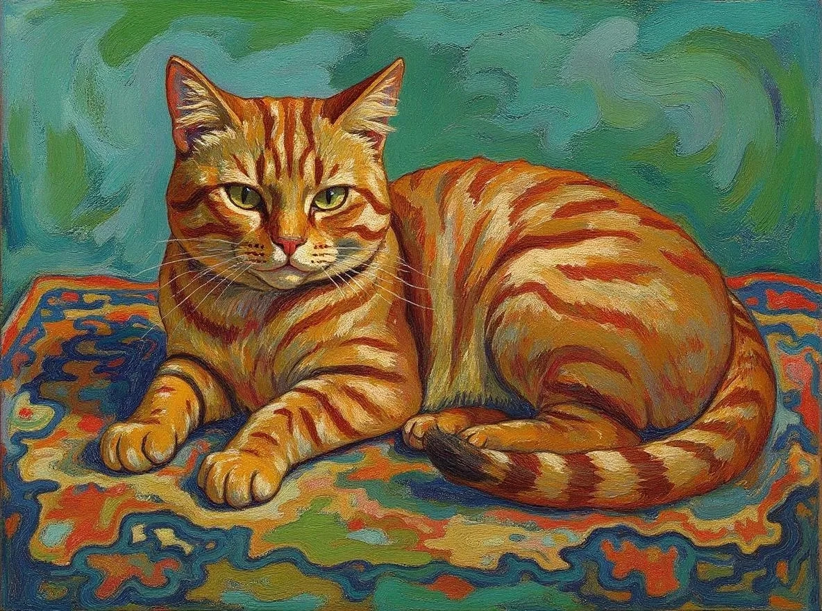 ゴッホ風のセルカークレックス猫 | Lenoir Décor