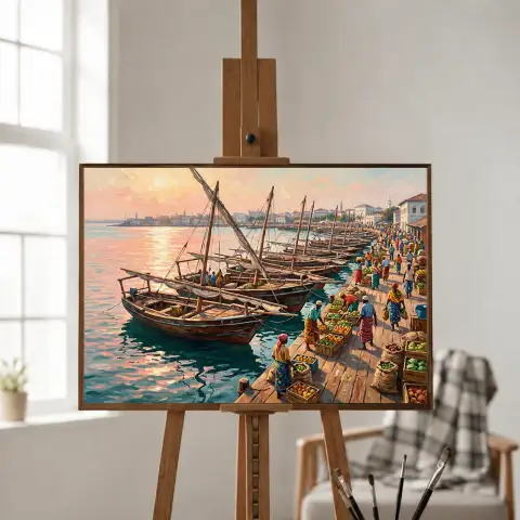 سوق الداو في دار السلام عند الصباح