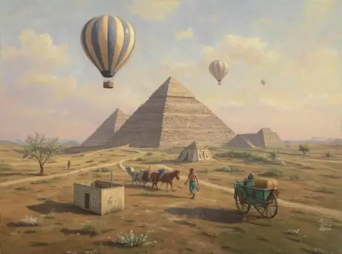 بالونات الهواء الساخن فوق أهرامات القاهرة