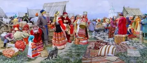 Яркая рыночная сцена в России