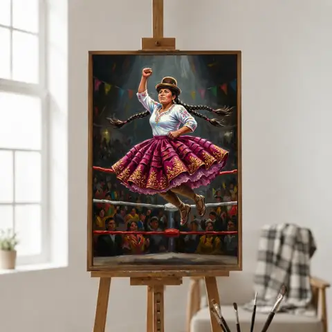 Боливийская рестлерша чолита на ринге