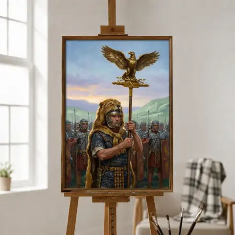 حامل النسر الروماني يرفع راية العقاب