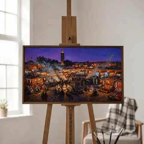 マラケシュのジャマ・エル・フナ広場の夜景