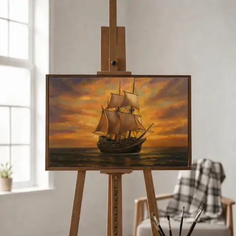 Mayflower Navegando ao Pôr do Sol Nova