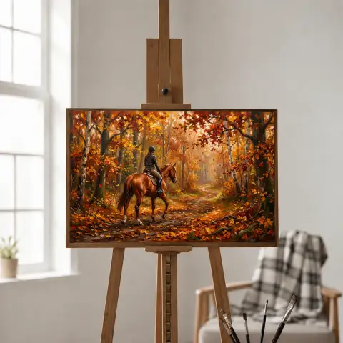 가을 숲 속 승마