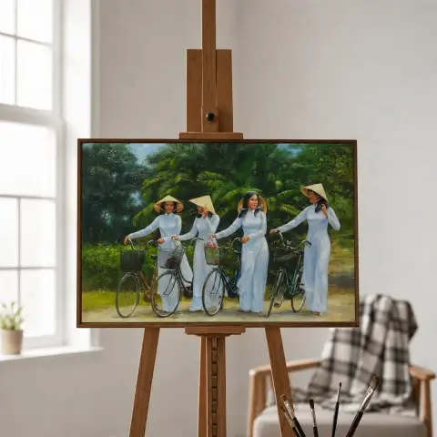 森を歩くベトナムの学生たち