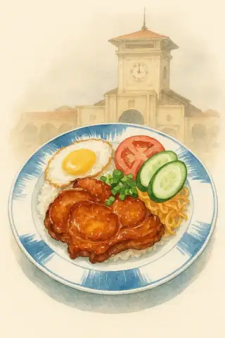 ベトナムのご飯とグリルポーク