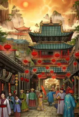 古代中国の賑やかな市場
