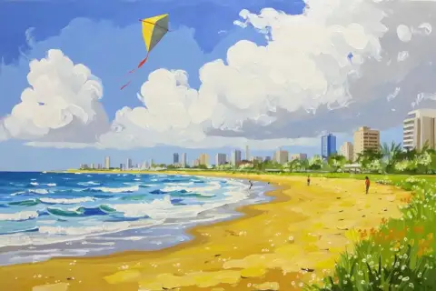 طيران الطائرات الورقية فوق شاطئ مارينا في تشيناي