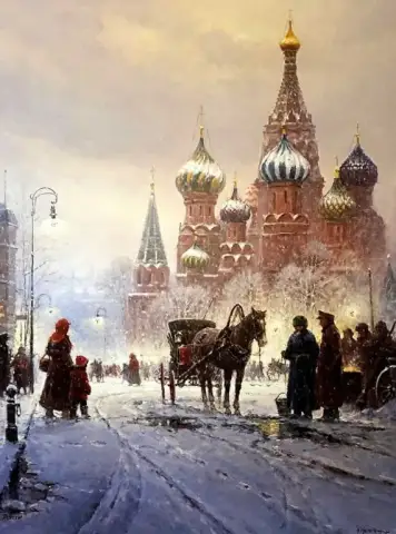 Снежная сцена возле знаменитого русского кафедрального собора