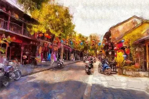 Вьетнам Хойан Сцена Древней Улицы