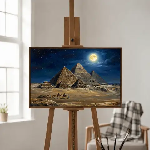 أهرامات الجيزة في ضوء القمر