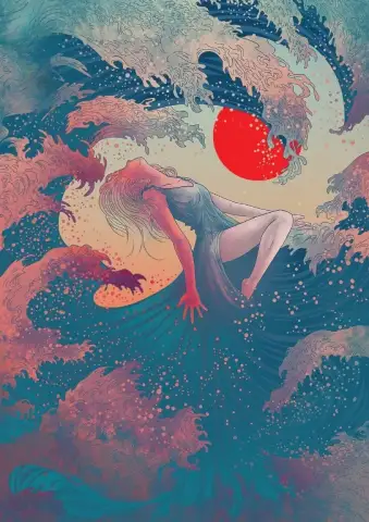 여성과 큰 파도