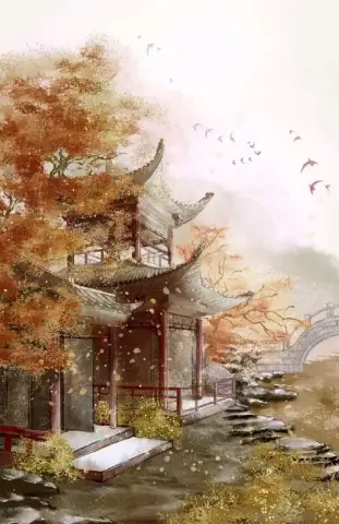 静かな秋の風景の反映