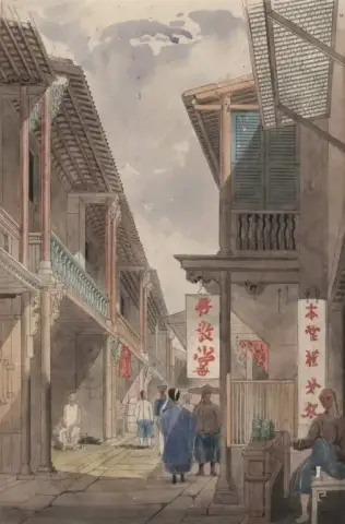 中国の古い街の通りの眺め