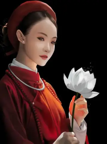 우아한 여성과 연꽃