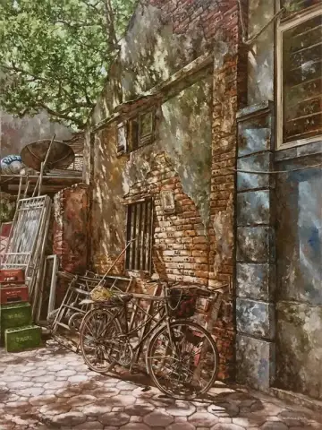 베트남 골목 자전거 장면