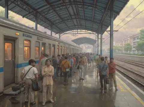 ムンバイの駅の活気ある生活