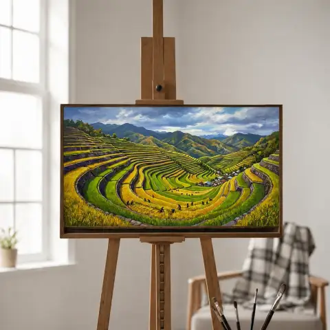 مدرجات باتاد للأرز في موسم الحصاد