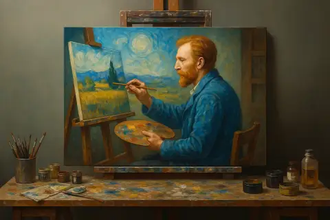 فان جوخ يرسم في استوديو
