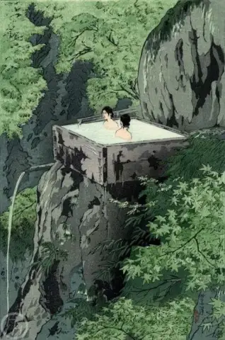 森の中の日本の温泉
