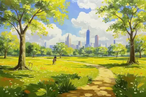 센트럴 파크의 바스락거리는 잎