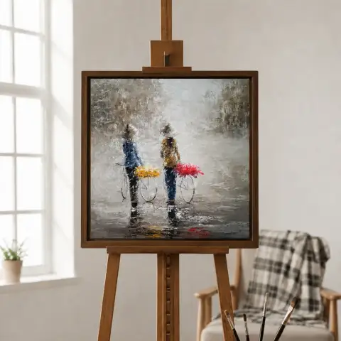 ベトナムの女性と花と雨
