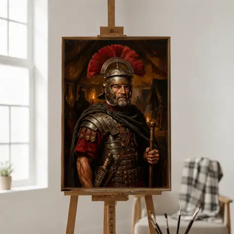 Retrato de Centurião Romano em Crista Transversal