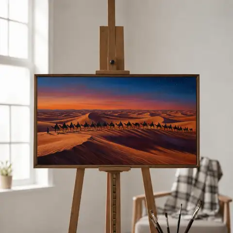 قافلة الصحراء الكبرى عند الغسق