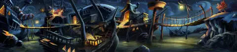 Monkey Island pirathamn panorama väggkonst