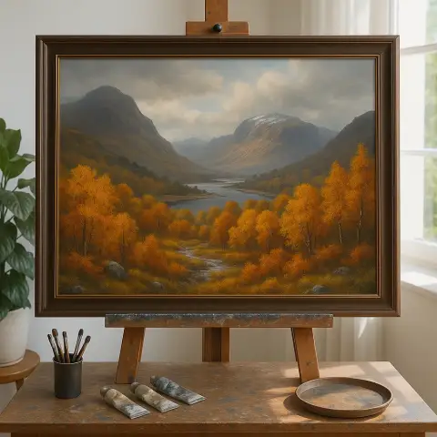 Herbstliches Hochland mit goldenen Wäldern