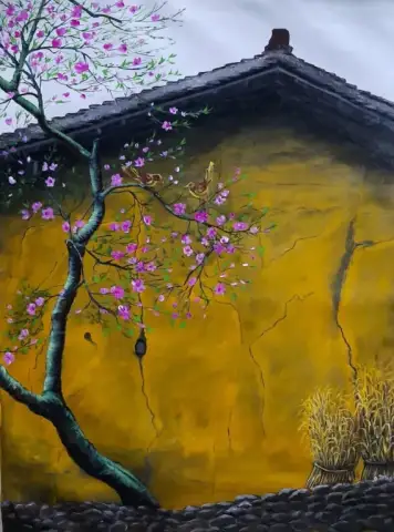 ベトナムの花 粗い壁のシーン