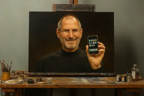 初代iPhoneを発表するスティーブ・ジョブズ