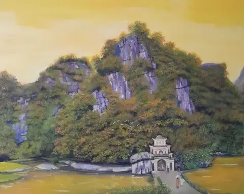 ベトナムの山の寺院の風景