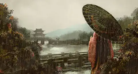 穏やかな雨の日の風景