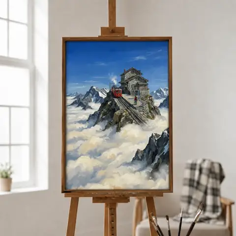 구름 위 산 정상 랙 철도역