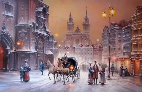 Charming Winter Street Scene