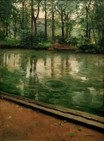 G. 카유보의 L'Yerres 비 오는 반영